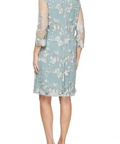 Alex Evenings - 81122202 Embroidered Lace Mock Jacket Jersey Dress