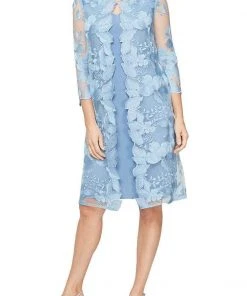 Alex Evenings - 81122202 Embroidered Lace Mock Jacket Jersey Dress