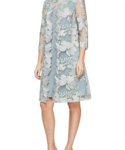 Alex Evenings - 81122202 Embroidered Lace Mock Jacket Jersey Dress