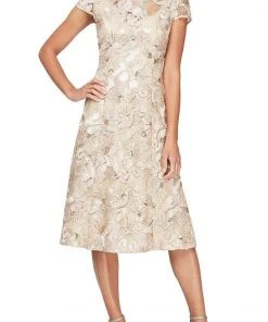 Alex Evenings - 81122331 Illusion Jewel Floral Soutache Dress