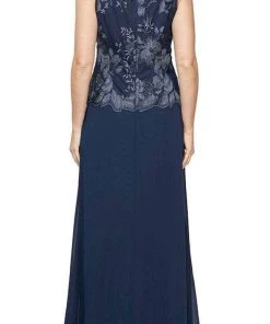 Alex Evenings - 81122422 Metallic Lace Quarter Sleeved Long Dress 13 Alex Evenings - 81122422 Metallic Lace Quarter Sleeved Long Dress