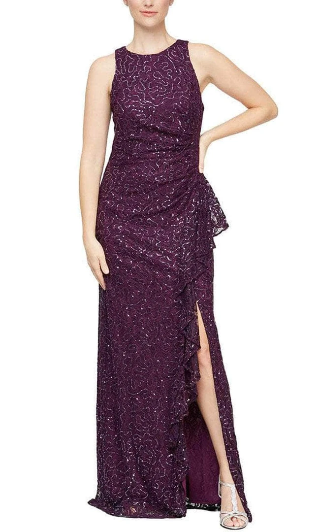 Alex Evenings - 81122434 Laced Draping Long Dress 9 Alex Evenings - 81122434 Laced Draping Long Dress