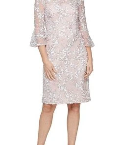 Alex Evenings - 81171268 Quarter Sleeved Midi Laced Dress
