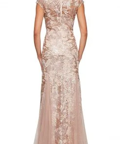 Alex Evenings - 8117897 V-Neck Floral Embroidered Gown With Shawl