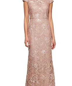 Alex Evenings - 8117922 Cap Sleeved Embroidered Long Dress