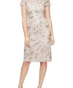 Alex Evenings - 8117953 Floral Laced Midi Dress