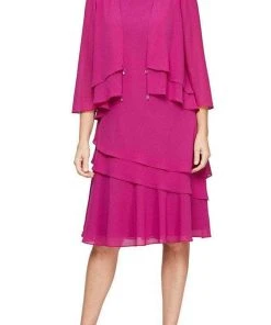 Alex Evenings - 8192005 Chiffon Knee Length 2-Piece Dress