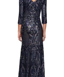 Alex Evenings - 8196609 Sequin 3/4 Sleeve Mermaid Dress