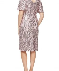 Alex Evenings - 8196728 Short Flutter Sleeves Sequin Dress