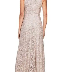 Alex Evenings - 82122434 Sleeveless Lace Sequin Long Dress