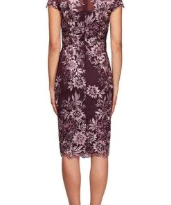 Alex Evenings - 8217953 Lace Cap Sleeve Cocktail Dress