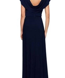 Alex Evenings - 82351491 Cowl Brooch Accented Matte Jersey Dress