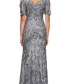 Alex Evenings - 8296611 Cold Shoulder Floral Sequined Dress