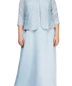 Alex Evenings - 84122326 Scallop Trimmed Bodice Laced Dress