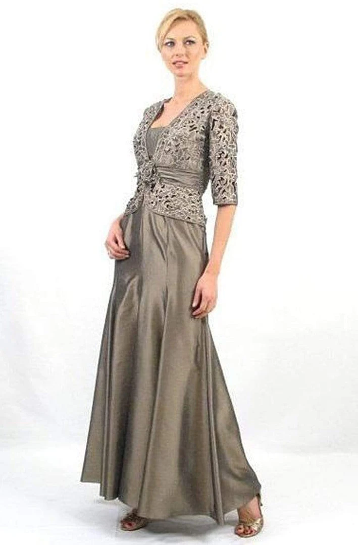 Alexander By Daymor - 1016 Straight Floral Long Dress With Jacket 3 Alexander By Daymor - 1016 Straight Floral Long Dress With Jacket