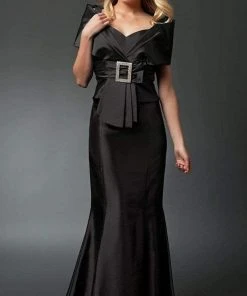 Alexander By Daymor - 1033 Faux Wrap Taffeta Trumpet Gown