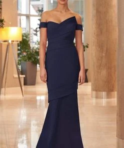 Alexander By Daymor - 1054 Detachable Skirt Off-Shoulder Trumpet Gown 12 Alexander By Daymor - 1054 Detachable Skirt Off-Shoulder Trumpet Gown