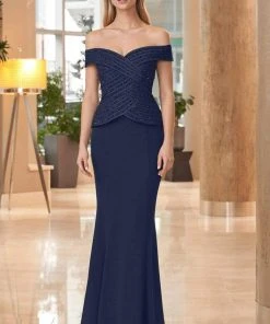Alexander By Daymor - 1062 Embellished Bodice Off-Shoulder Trumpet Gown