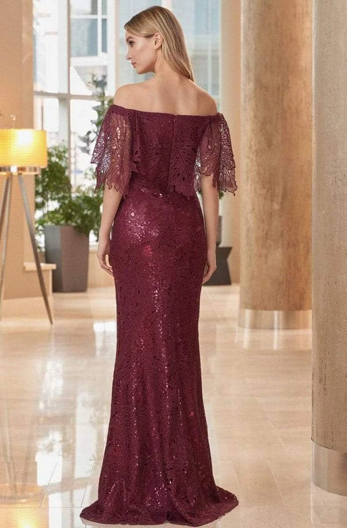 Alexander By Daymor - 1064 Off-Shoulder Low Slit Column Gown 4 Alexander By Daymor - 1064 Off-Shoulder Low Slit Column Gown