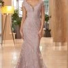 Alexander By Daymor - 1066 Embroidered Cap Sleeves Trumpet Gown