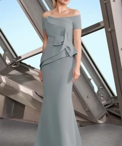 Alexander By Daymor - 1150 Off-Shoulder Structured Pleated Trumpet Gown 10 Alexander By Daymor - 1150 Off-Shoulder Structured Pleated Trumpet Gown