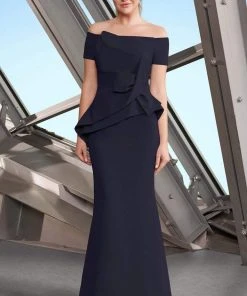 Alexander By Daymor - 1150 Off-Shoulder Structured Pleated Trumpet Gown 11 Alexander By Daymor - 1150 Off-Shoulder Structured Pleated Trumpet Gown