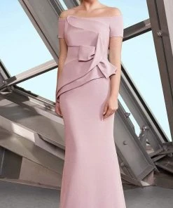 Alexander By Daymor - 1150 Off-Shoulder Structured Pleated Trumpet Gown 12 Alexander By Daymor - 1150 Off-Shoulder Structured Pleated Trumpet Gown