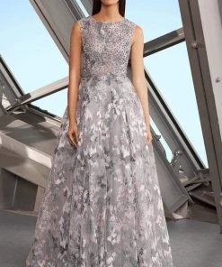 Alexander By Daymor - 1153 Embroidered Bateau A-line Gown