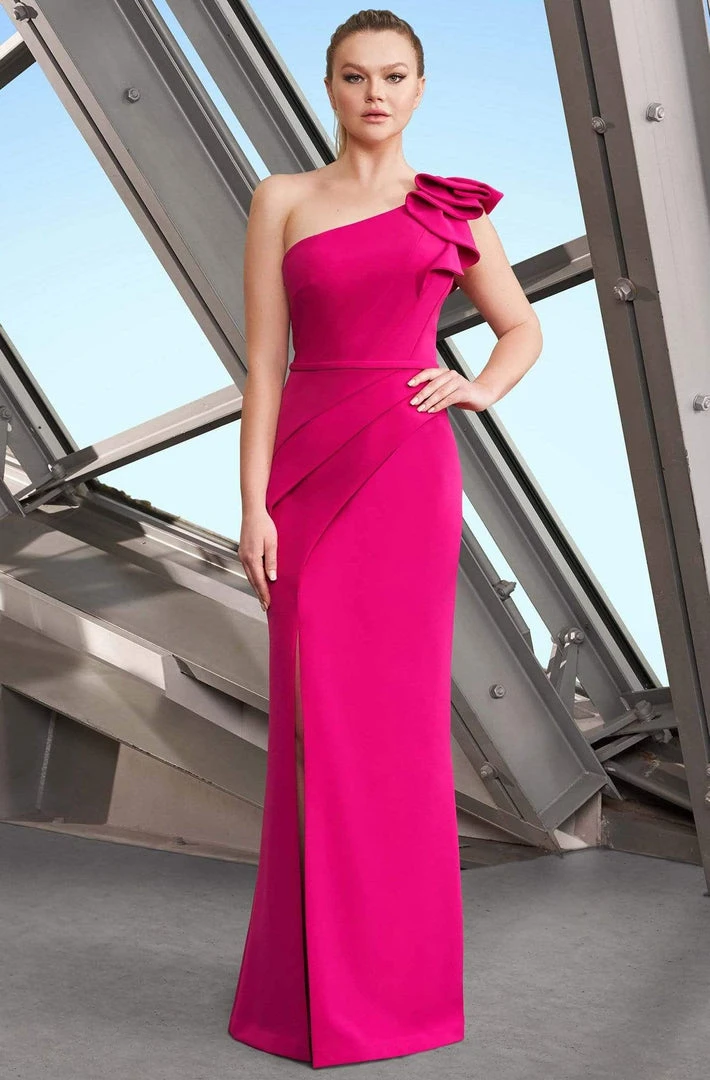 Alexander By Daymor - 1174 Asymmetric Ruffled One Shoulder Long Sheath Gown 3 Alexander By Daymor - 1174 Asymmetric Ruffled One Shoulder Long Sheath Gown