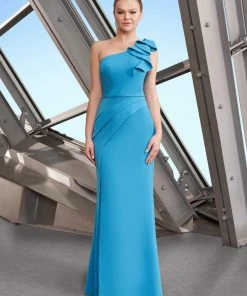 Alexander By Daymor - 1174 Asymmetric Ruffled One Shoulder Long Sheath Gown 13 Alexander By Daymor - 1174 Asymmetric Ruffled One Shoulder Long Sheath Gown