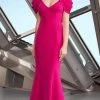 Alexander By Daymor - 1175 V-Neck Origami Pleated Sleeves Trumpet Gown