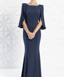 Alexander By Daymor - 1259 Split Caped Sleeve Mermaid Evening Gown