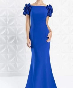 Alexander By Daymor - 1270 Embellished Bateau Long Trumpet Dress