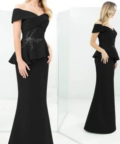 Alexander By Daymor - 1350 Off-Shoulder Beaded Sheath Gown