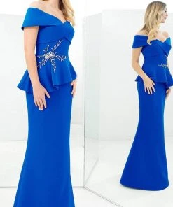 Alexander By Daymor - 1350 Off-Shoulder Beaded Sheath Gown