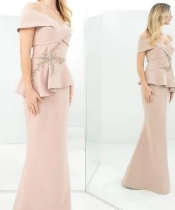 Alexander By Daymor - 1350 Off-Shoulder Beaded Sheath Gown