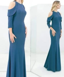 Alexander By Daymor - 1351 Fitted Mermaid Gown With Cold Shoulders 15 Alexander By Daymor - 1351 Fitted Mermaid Gown With Cold Shoulders