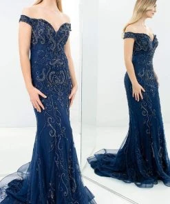 Alexander By Daymor - 1358 Embellished Off Shoulder Sheath Gown 8 Alexander By Daymor - 1358 Embellished Off Shoulder Sheath Gown