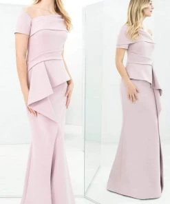 Alexander By Daymor - 1361 Asymmetrical Peplum Mermaid Dress