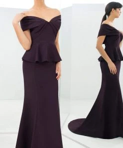 Alexander By Daymor - 1368 Off Shoulder Peplum Long Dress