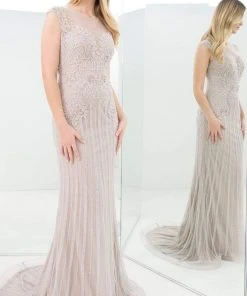 Alexander By Daymor - 1370 Illusion Bugle Beaded Long Dress