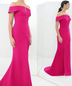 Alexander By Daymor - 1373 Off-Shoulder Front Cutout Mermaid Gown