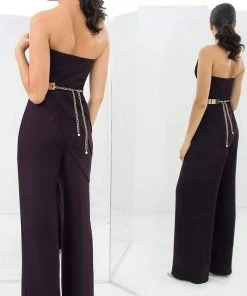 Alexander By Daymor - 1382 Strapless Asymmetric Neck Jumpsuit