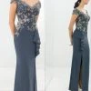 Alexander By Daymor - 1392 Wide V Neck Floral Embroidered Gown
