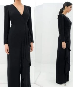 Alexander By Daymor - 1393 Long Sleeve V Neck Jumpsuit