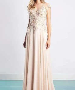 Alexander By Daymor - 1452 Floral Embroidered Chiffon Gown