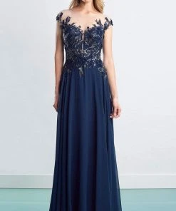 Alexander By Daymor - 1452 Floral Embroidered Chiffon Gown