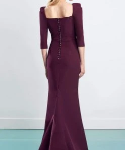 Alexander By Daymor - 1457 Quarter Sleeves Square Neck Sheath Dress