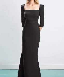 Alexander By Daymor - 1457 Quarter Sleeves Square Neck Sheath Dress