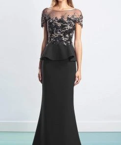 Alexander By Daymor - 1459 Embroidered Peplum Long Gown 8 Alexander By Daymor - 1459 Embroidered Peplum Long Gown